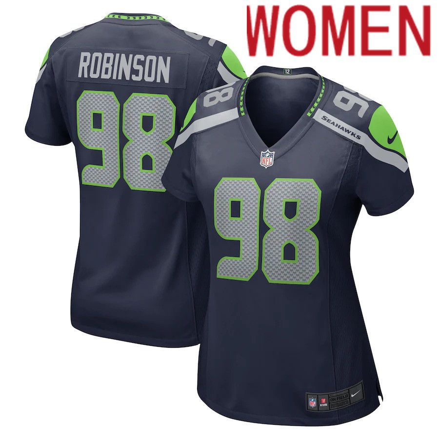 Women Seattle Seahawks 98 Alton Robinson Nike College Navy Game NFL Jersey